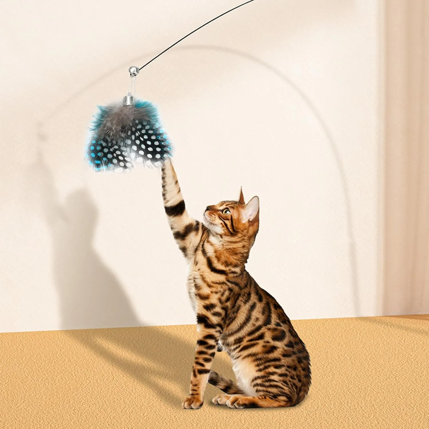 10 Pieces Cat Feather Toys Replacement Insect Cat Toy with Bell Wand Refills Cats Toy Replacement Natural Bird Feathers for Cats Toys