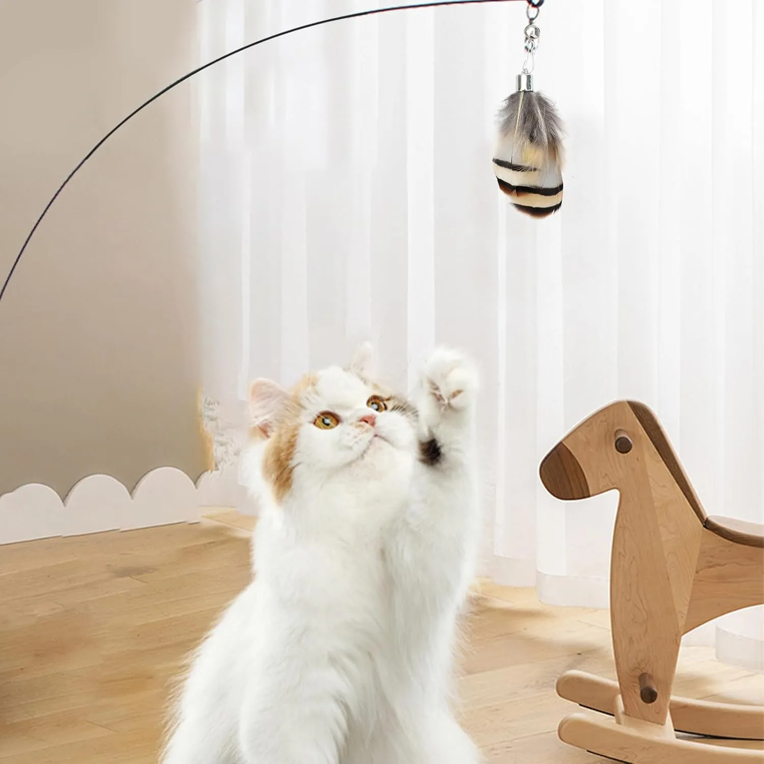 10 Pieces Cat Feather Toys Replacement Insect Cat Toy with Bell Wand Refills Cats Toy Replacement Natural Bird Feathers for Cats Toys
