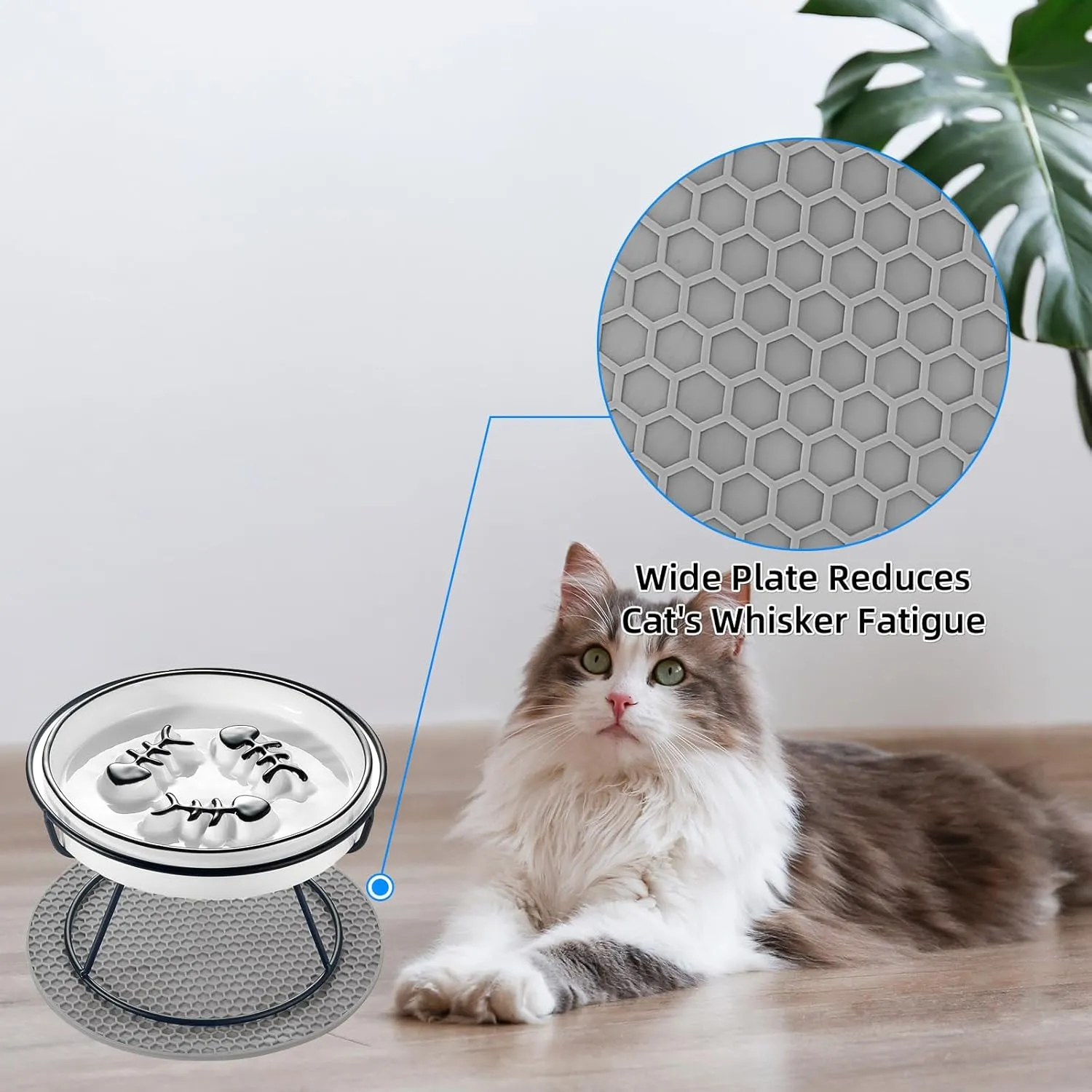 2PCS Raised Cat Bowl - Improved Design, Elevated Puzzle Feeder, Anti Vomit & Obesity Prevention, Slow Down Eating Speed