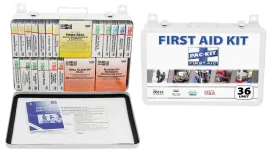 36 Unit First Aid Kit With BBP And CPR, Metal Case - W-5499