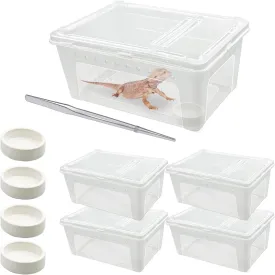 4 PCS. Reptile Terrarium Plastic Clear Enclosure Portable Reptile Transport Box for Snakes, Frogs, Lizards, Insects, Scorpions, Geckos, Spiders Perfect Reptile Enclosure.