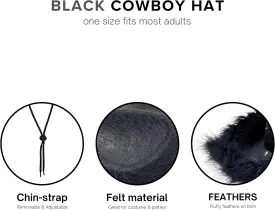 4E's Novelty Cowboy Hat with feathers With Heart Shaped Sunglasses for Women, Felt Cowgirl Hat for Party Costume Dress Up