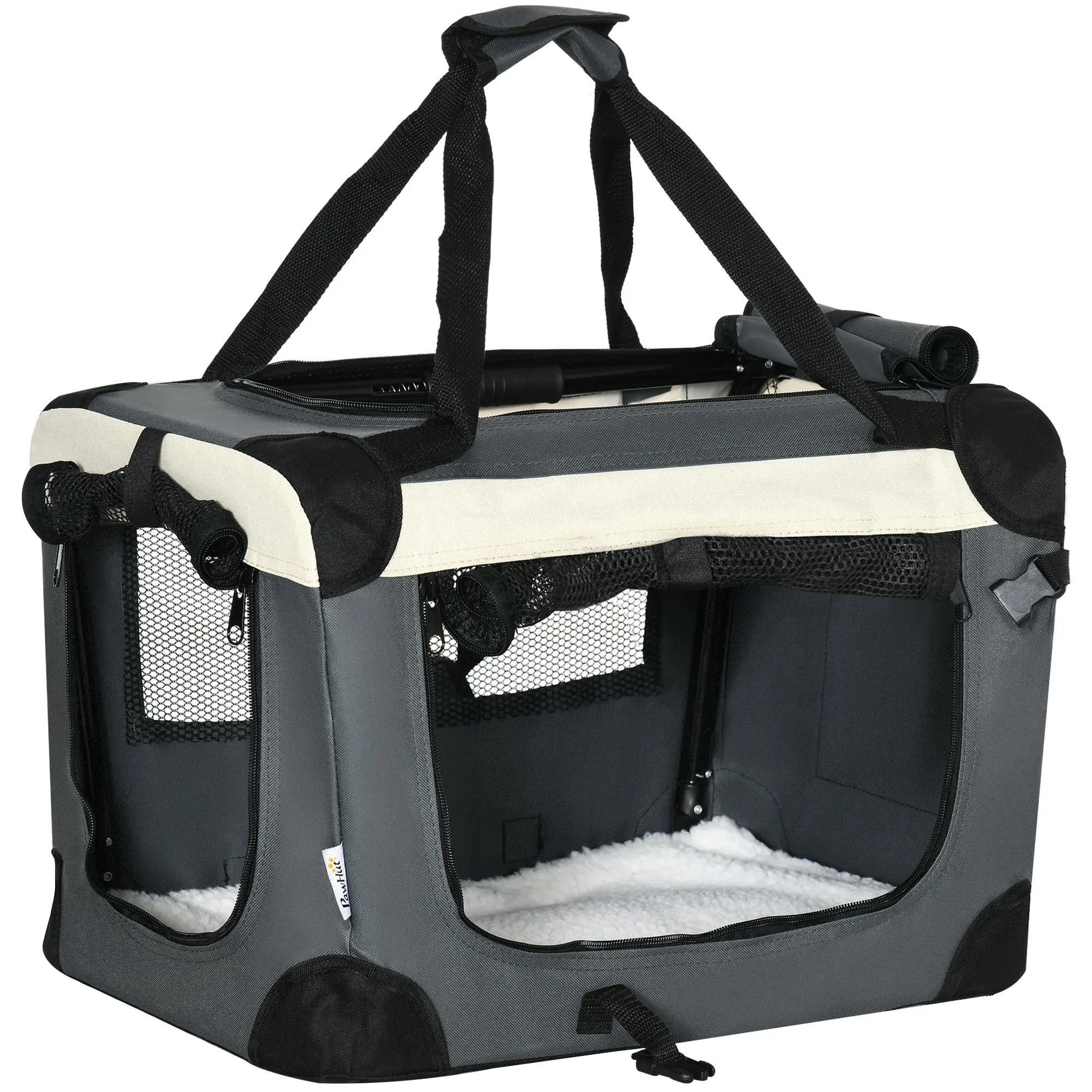 51cm Foldable Pet Carrier, with Cushion, for Mini Dogs and Cats - Grey