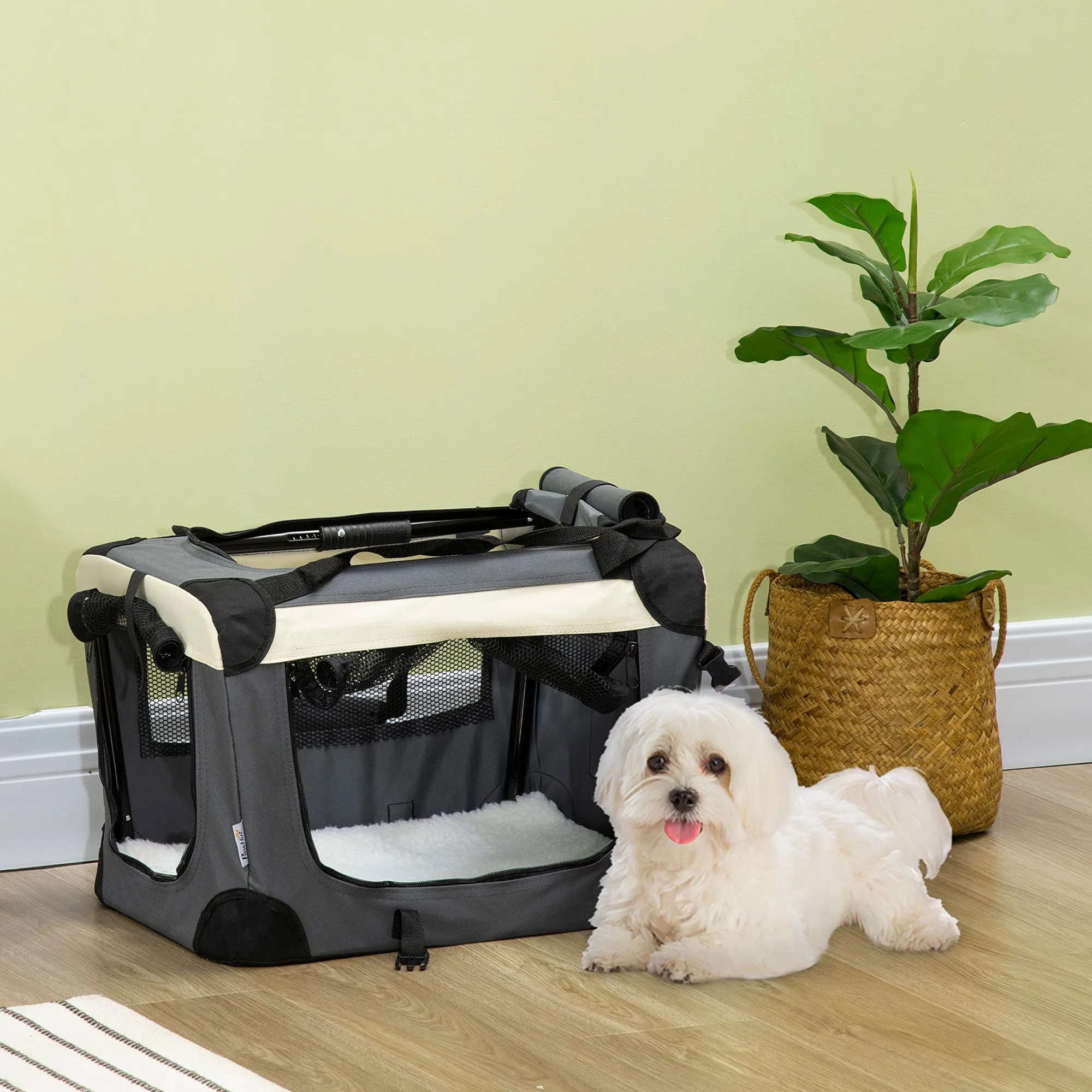 51cm Foldable Pet Carrier, with Cushion, for Mini Dogs and Cats - Grey