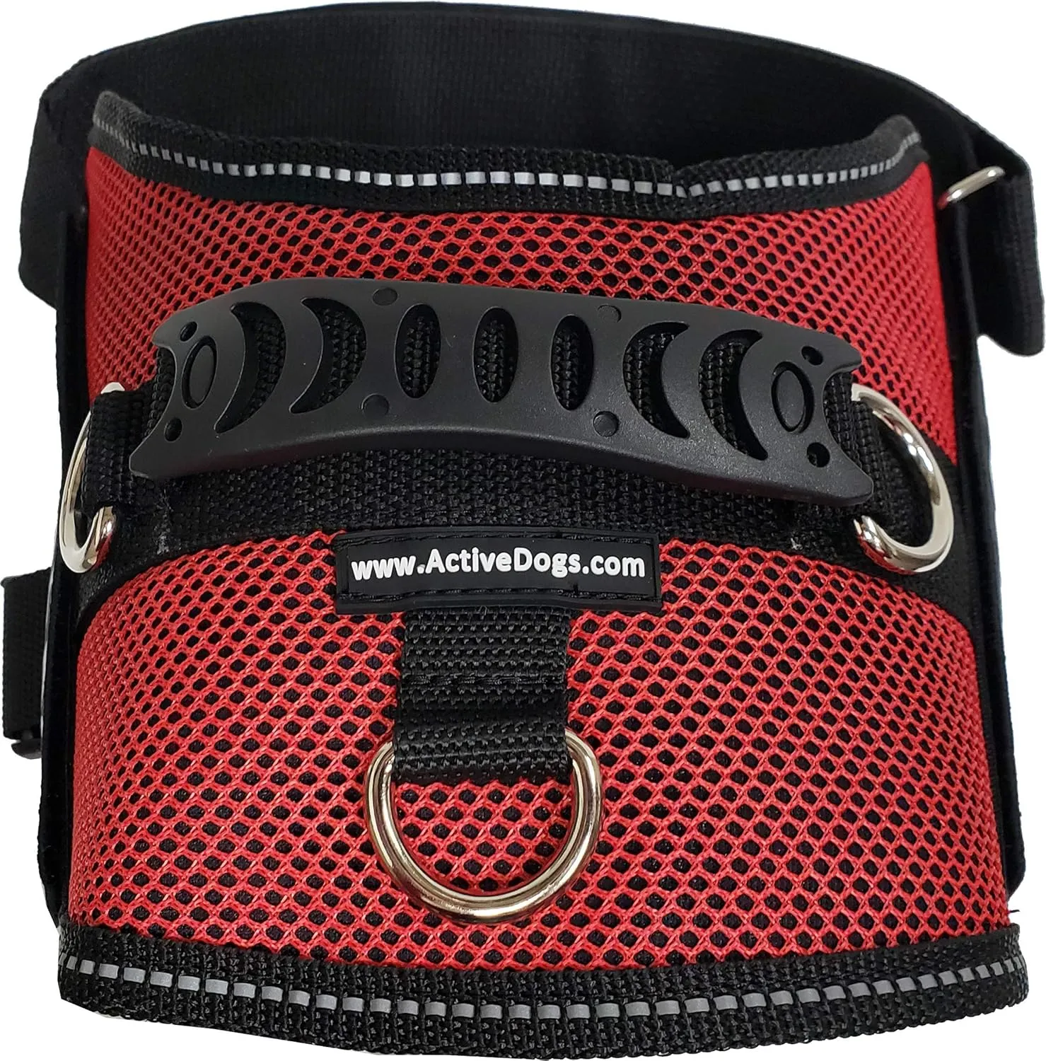 ActiveDogs Service Dog Vest Air-Tech Mesh Harness, Large Girth 25"-35" w/Handle, ADA Cards   Reflective Service Dog Patches - Red