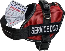 ActiveDogs Service Dog Vest Air-Tech Mesh Harness, Large Girth 25"-35" w/Handle, ADA Cards   Reflective Service Dog Patches - Red