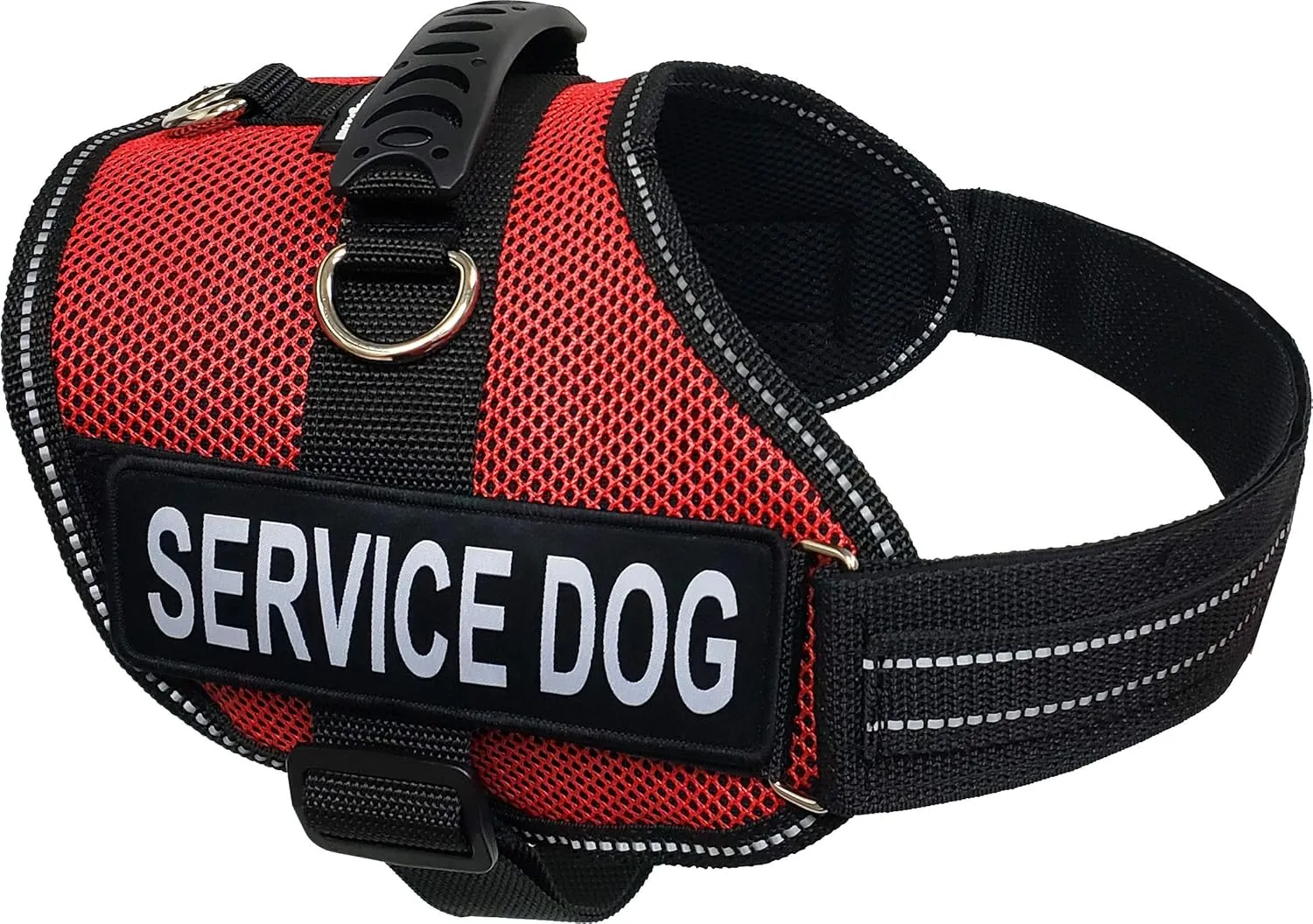 ActiveDogs Service Dog Vest Air-Tech Mesh Harness, Large Girth 25"-35" w/Handle, ADA Cards   Reflective Service Dog Patches - Red