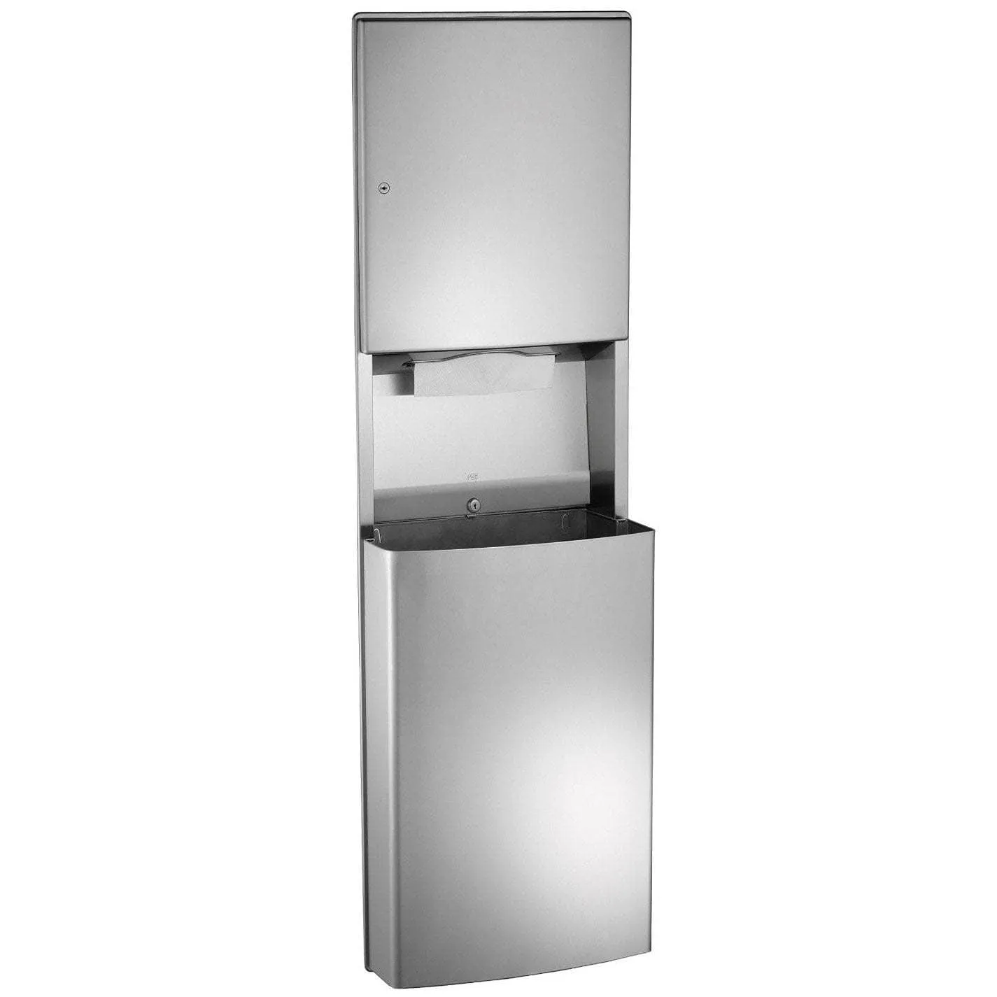 ASI 0469-9 Combination Commercial Paper Towel Dispenser/Waste Receptacle, Wall Mounted, Stainless Steel
