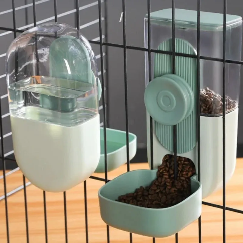 Automatic Pet Dog Bowls Cage Hanging Feeder Pet Dog Water Bottle