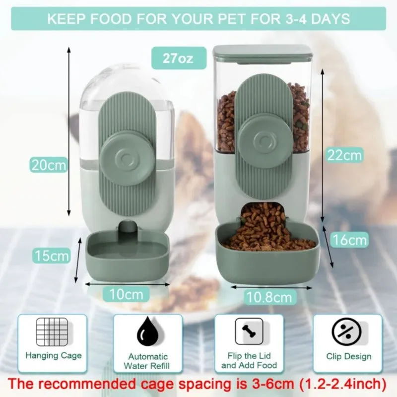 Automatic Pet Dog Bowls Cage Hanging Feeder Pet Dog Water Bottle