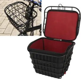 Bike Basket Front Rear Folding Electric Bike Basket Metal Bike Front Basket with Removable Liner Bag Universal Hanging Scooter Basket with Waterproof Inner Bag for Mountain Bike Men and Women Bicycle