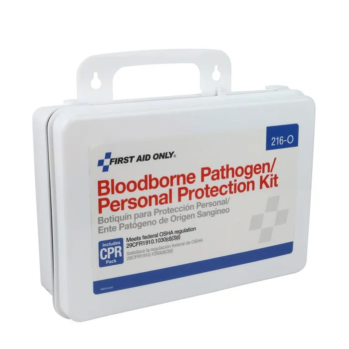 Bloodborne Pathogen (BBP) Spill Clean Up Kit & Personal Protection With CPR Pack, Plastic Case - W-216-O
