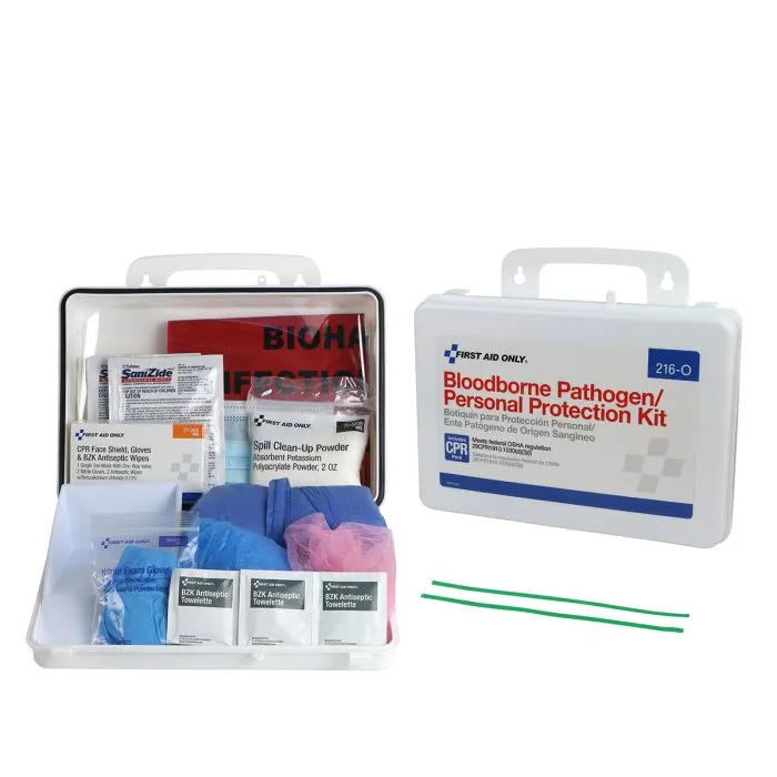 Bloodborne Pathogen (BBP) Spill Clean Up Kit & Personal Protection With CPR Pack, Plastic Case - W-216-O