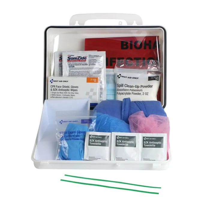 Bloodborne Pathogen (BBP) Spill Clean Up Kit & Personal Protection With CPR Pack, Plastic Case - W-216-O
