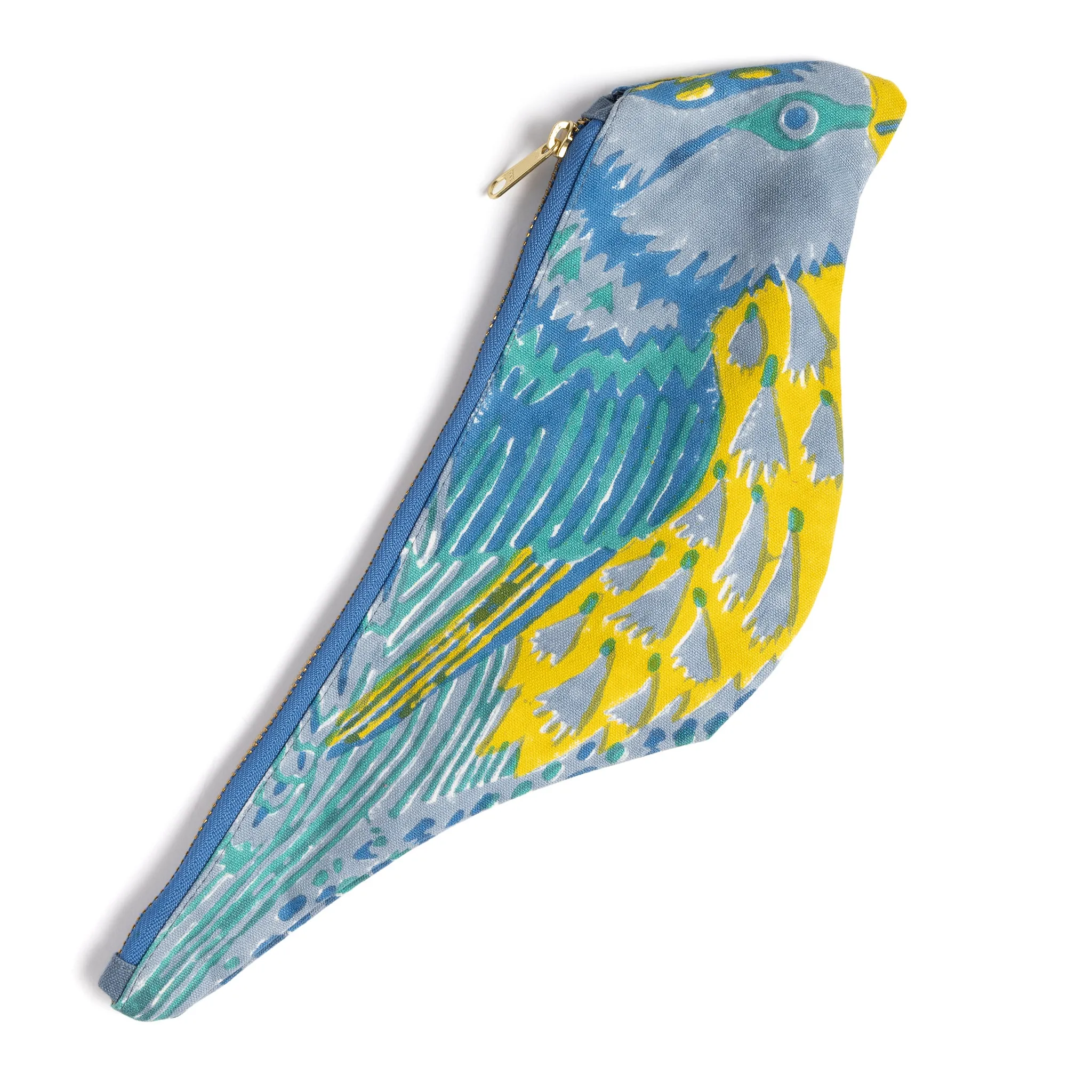 Blue Tit Hand-Printed Cotton Purse