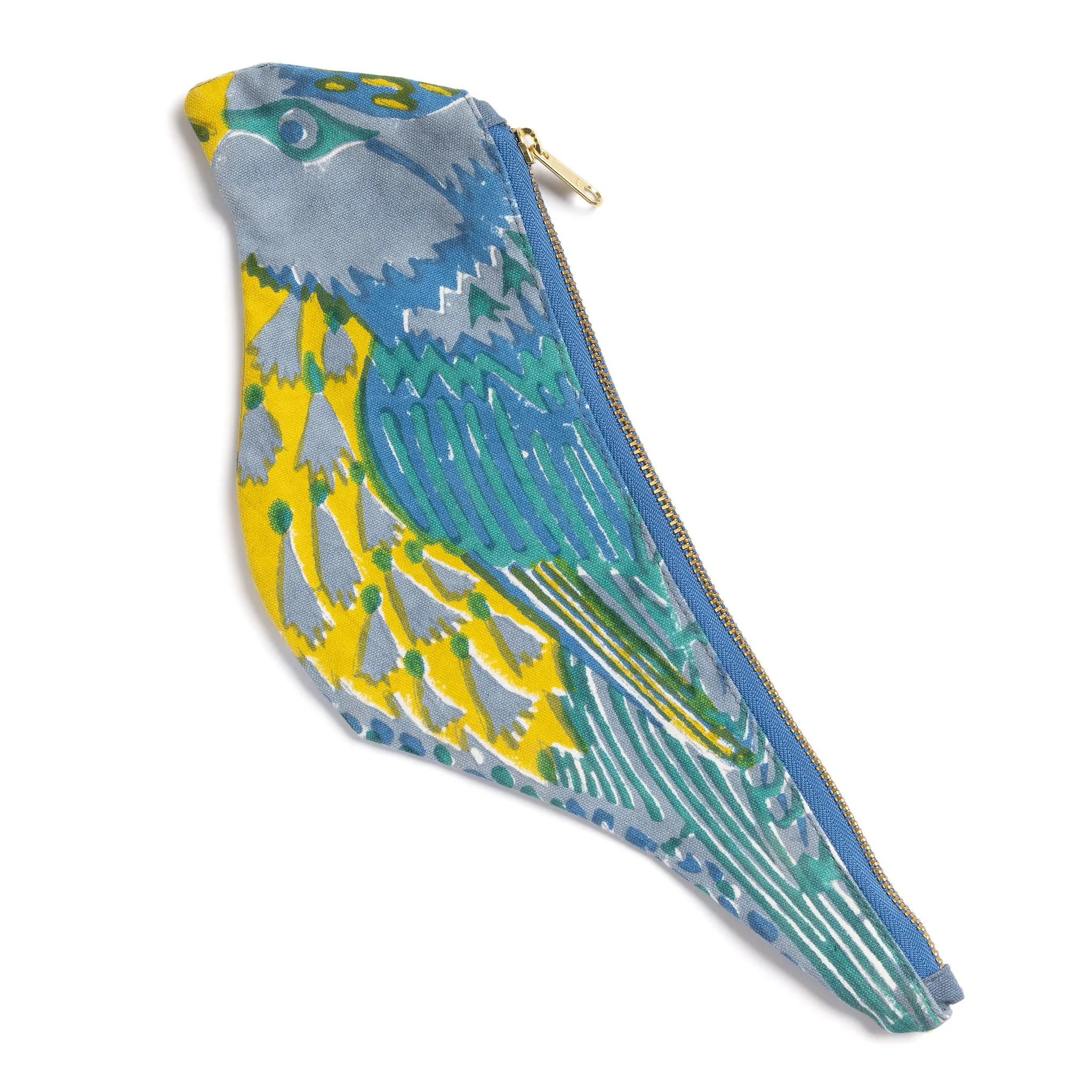 Blue Tit Hand-Printed Cotton Purse