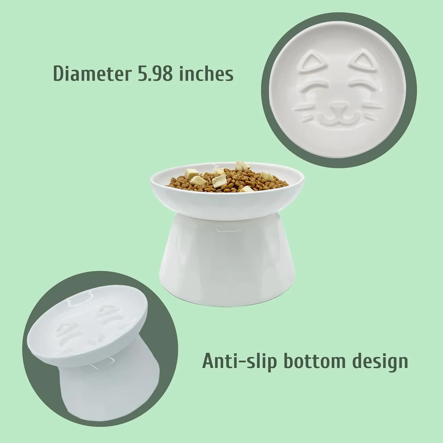 BNOSDM Raised Cat Slow Feeder Bowl Elevated Shallow Cat Dish Whisker Fatigue Slow Eating Bowls Cute Wet Food Puzzle Bowls for Indoor Small Cats Kitten