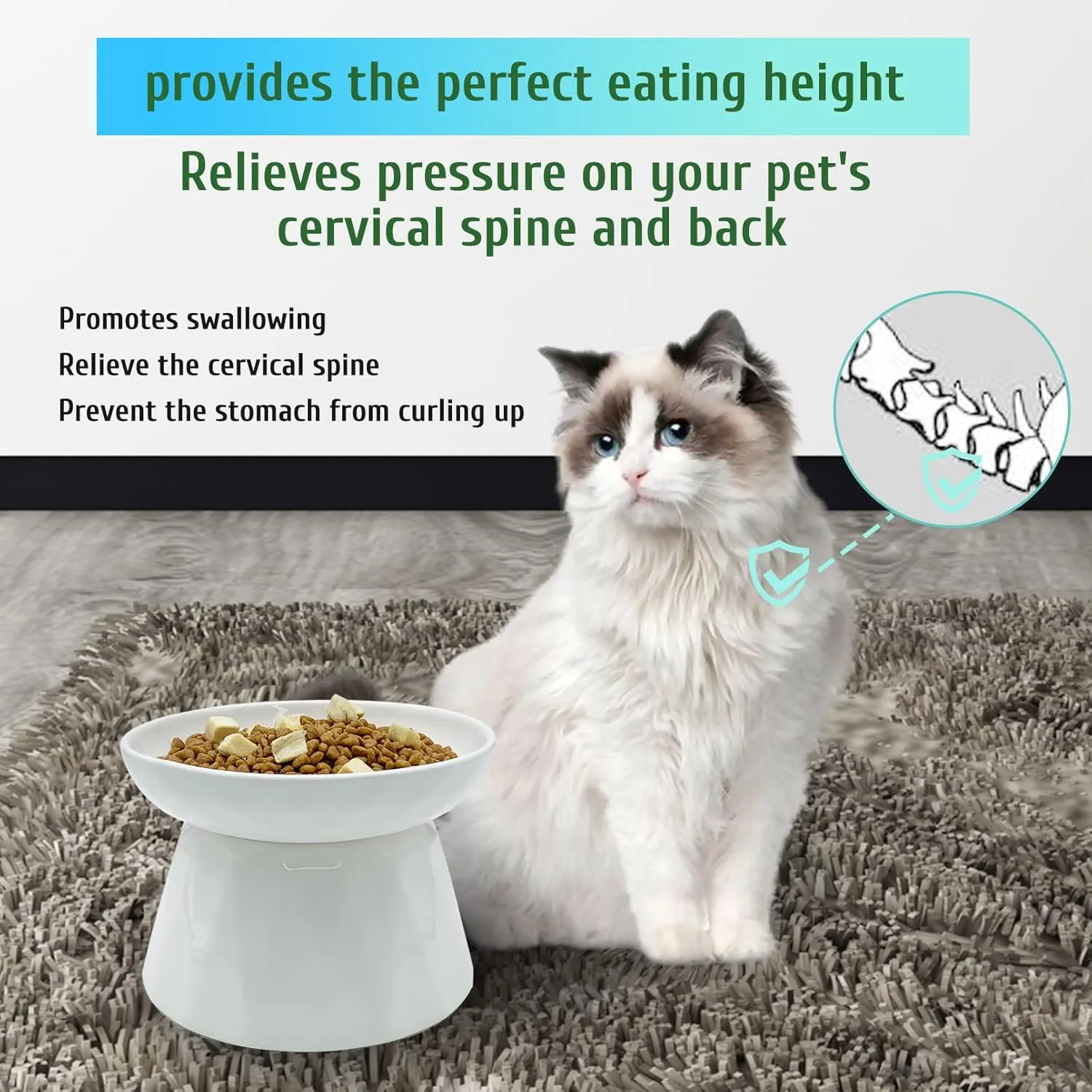 BNOSDM Raised Cat Slow Feeder Bowl Elevated Shallow Cat Dish Whisker Fatigue Slow Eating Bowls Cute Wet Food Puzzle Bowls for Indoor Small Cats Kitten