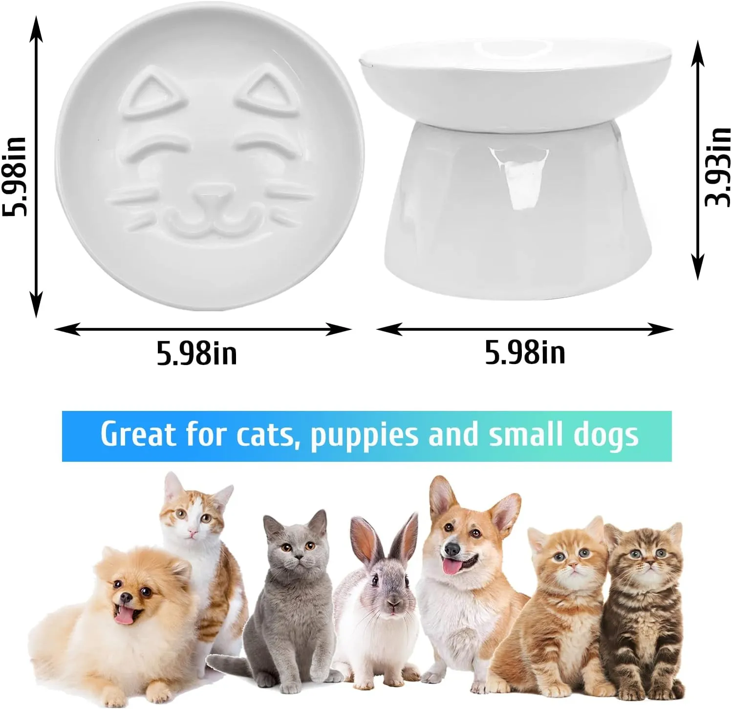 BNOSDM Raised Cat Slow Feeder Bowl Elevated Shallow Cat Dish Whisker Fatigue Slow Eating Bowls Cute Wet Food Puzzle Bowls for Indoor Small Cats Kitten