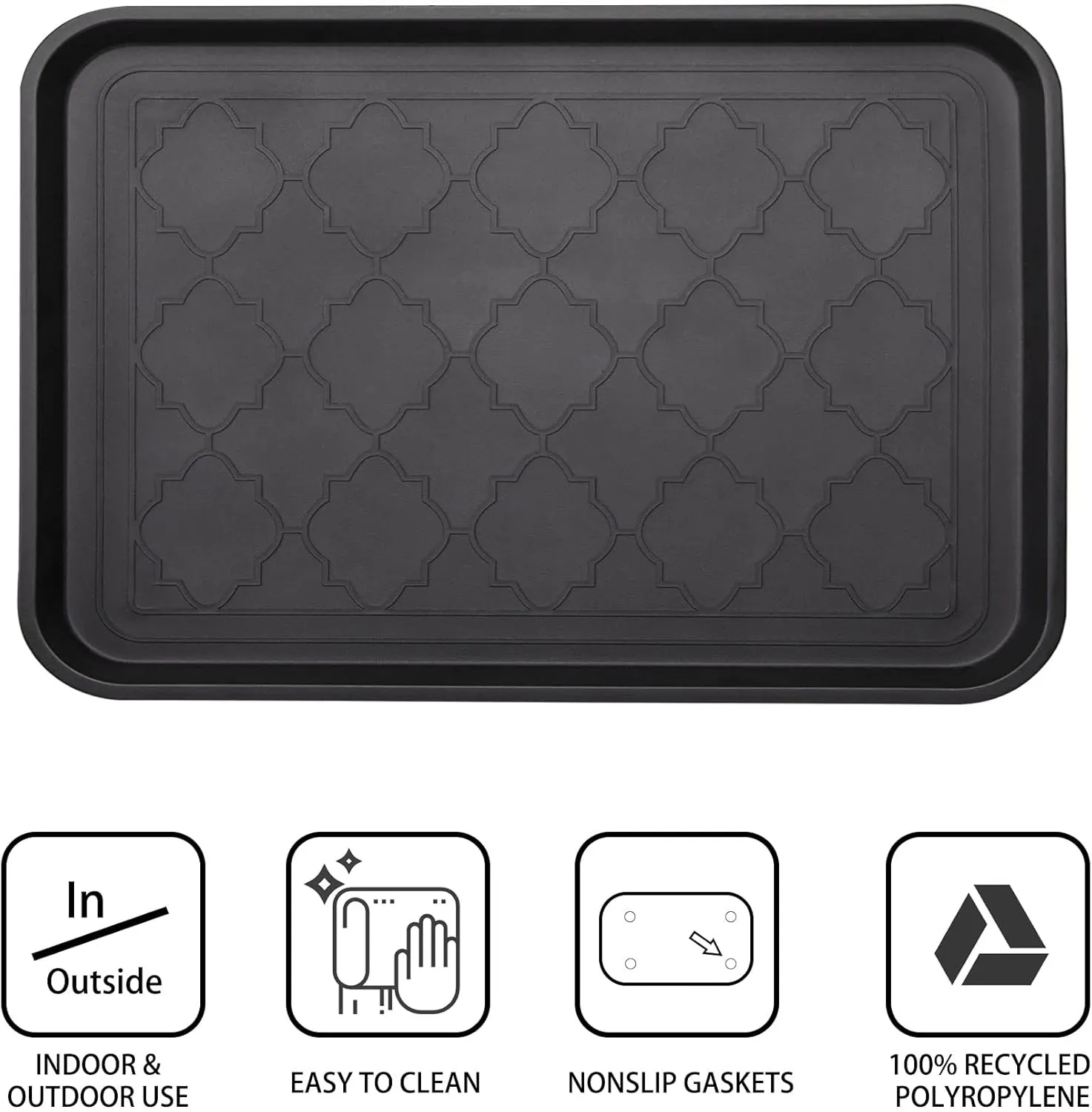 Boot Tray for Entryway Indoor, Heavy Duty Shoe Mat Tray 2 Packs, 16.7"x12.8" Waterproof Shoes Trays with Raised Edge, Outdoor Multi-Purpose Mats for Boots, Garden, Pets