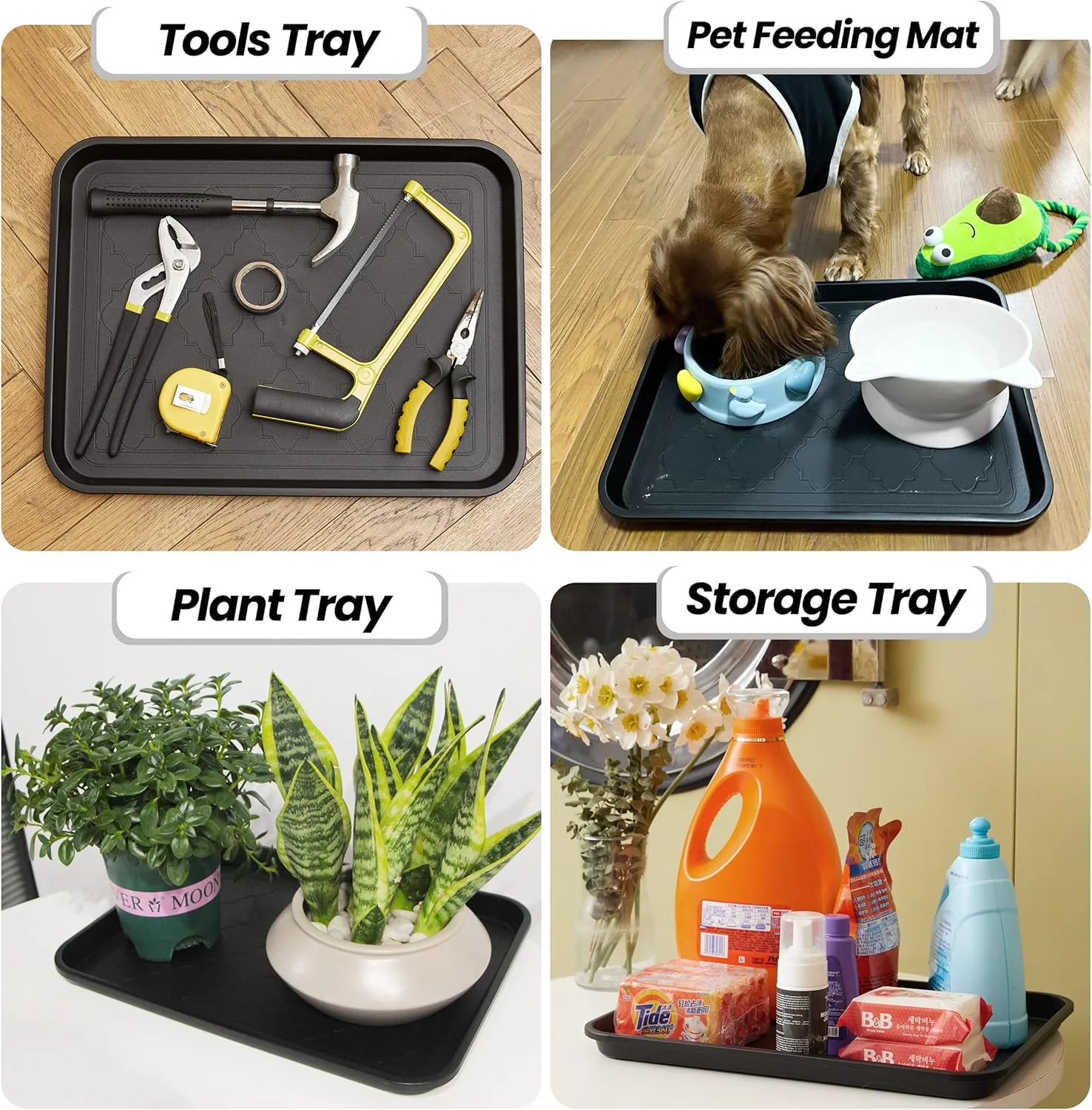 Boot Tray for Entryway Indoor, Heavy Duty Shoe Mat Tray 2 Packs, 16.7"x12.8" Waterproof Shoes Trays with Raised Edge, Outdoor Multi-Purpose Mats for Boots, Garden, Pets