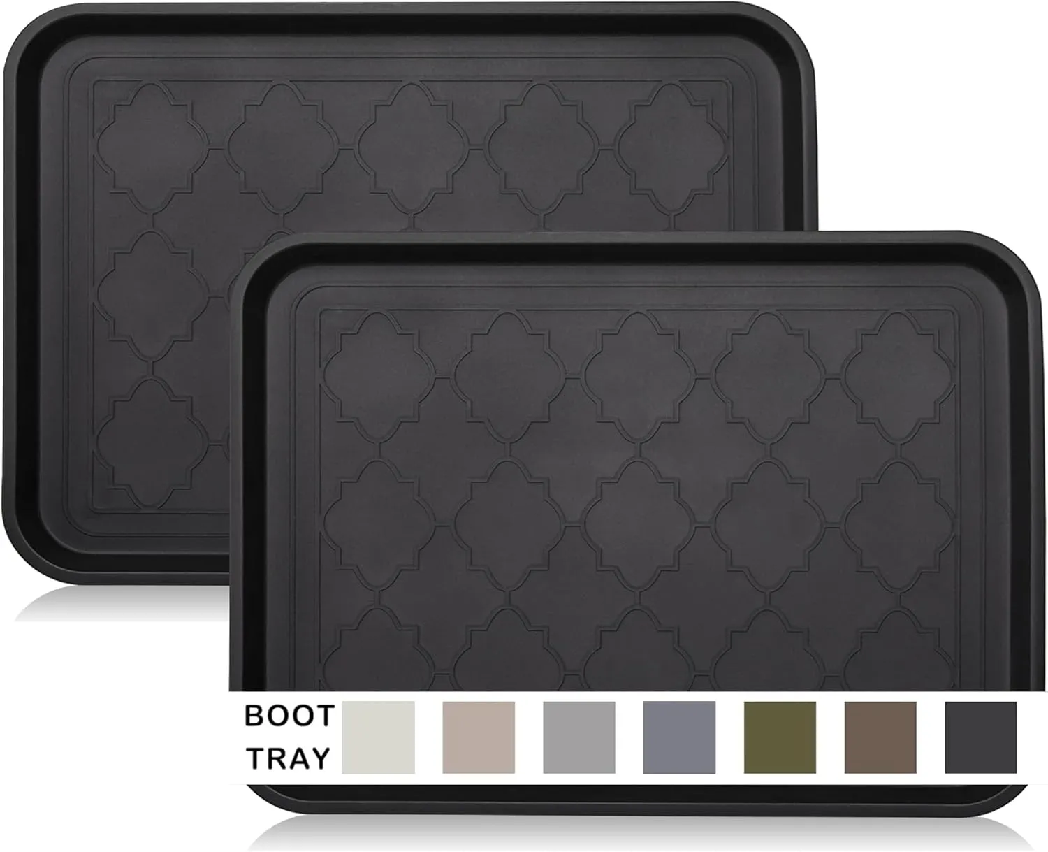 Boot Tray for Entryway Indoor, Heavy Duty Shoe Mat Tray 2 Packs, 16.7"x12.8" Waterproof Shoes Trays with Raised Edge, Outdoor Multi-Purpose Mats for Boots, Garden, Pets