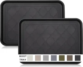Boot Tray for Entryway Indoor, Heavy Duty Shoe Mat Tray 2 Packs, 16.7"x12.8" Waterproof Shoes Trays with Raised Edge, Outdoor Multi-Purpose Mats for Boots, Garden, Pets