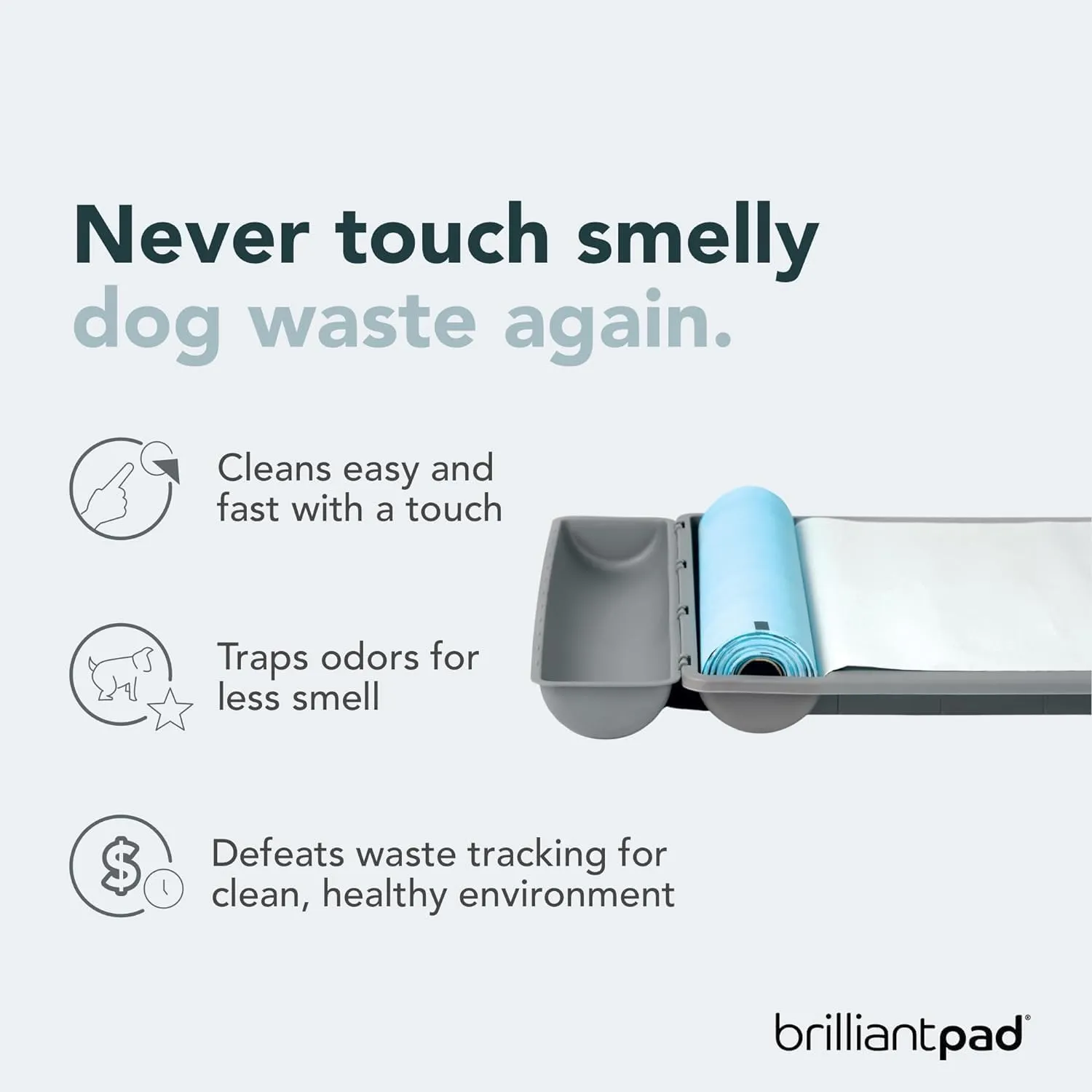 BrilliantPad Indoor Dog Potty for Small Pets, Basic | Automatic Self Cleaning with Odor Control, Puppy Training Alternative to Grass Turf, Mess Free | Includes 1 Disposable Absorbent Pee Pad Roll