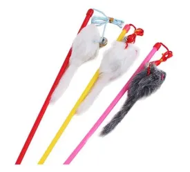 Cat Teaser with Mouse and Bell Cat kitten Toy Cat Toys Feather Toy