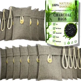 Charcoal bags Odor Absorber Activated Bamboo Charcoal Air Purifying Bag for Home Odor Eliminator Car Air Freshener for Closet Deodorizer Shoe Room Basement Litter Box Pet safe Bag 15Packs100g
