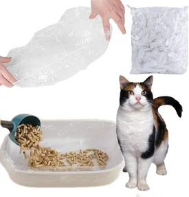 Disposable Small Animal Litter Box Liners with Elastic,Portable Pet Waste Litter Box Tidy Bags,Universal Toilet Film Rabbit Cage Liner,100Pieces,17x8Inches