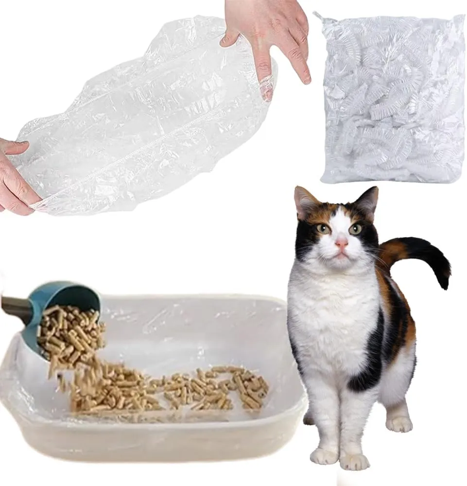 Disposable Small Animal Litter Box Liners with Elastic,Portable Pet Waste Litter Box Tidy Bags,Universal Toilet Film Rabbit Cage Liner,100Pieces,17x8Inches