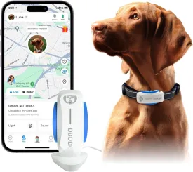 Dog GPS Tracker, Smart Waterproof Tracker with Real-Time Location, Escape Alerts, Activity Monitor, iOS & Android Compatible, for Dogs 40 lbs  (White)