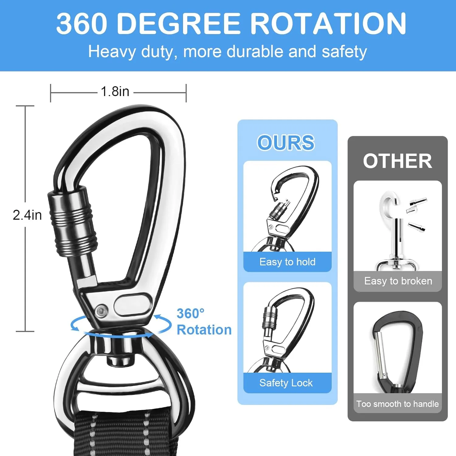 Dog Leash for Medium Large Dogs Heavy Duty 2 Pack, 4-6FT Reflective Tactical Dog Leash Shock Absorbing No Pull Bungee Lead with 2 Padded Handle Car Seatbelt Metal Carabiner Clip, Black Teal
