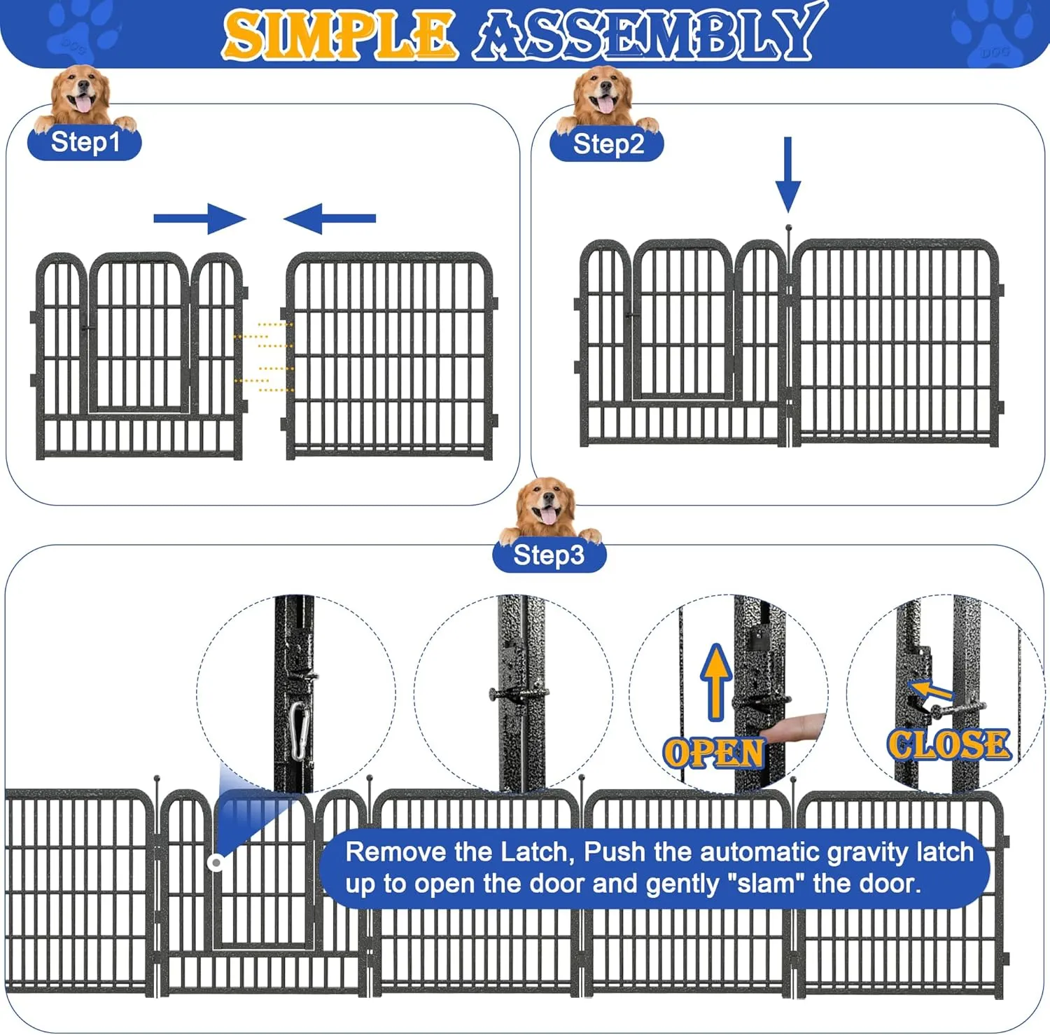 Dog Playpen Outdoor/Indoor,24" Height 16 Panels Dog Fence,Dog Pen with Anti-Rust Coating for Medium/Small Dogs, Puppy, Portable Pet Playpen for Yard, RV, Camping