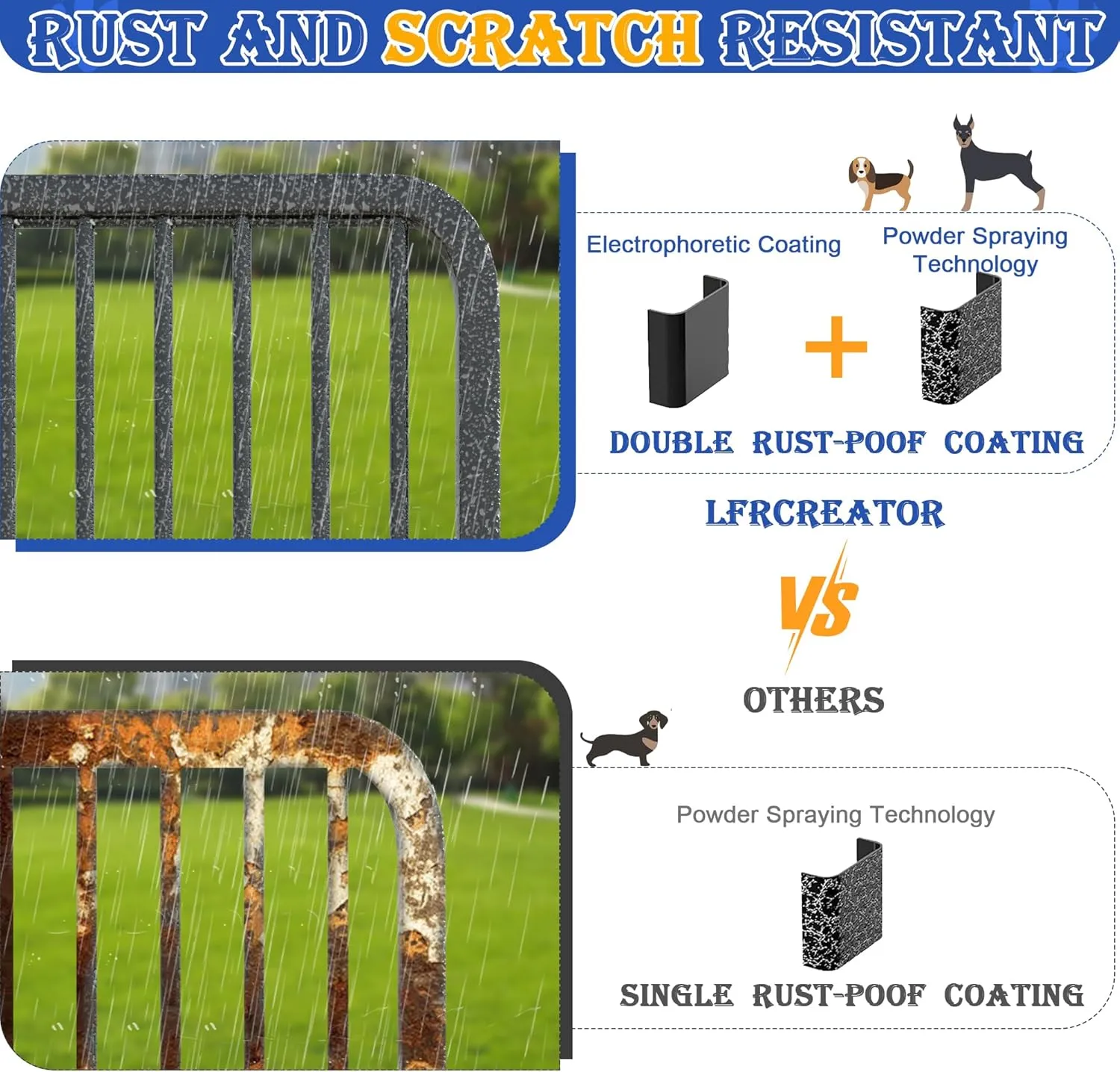 Dog Playpen Outdoor/Indoor,24" Height 16 Panels Dog Fence,Dog Pen with Anti-Rust Coating for Medium/Small Dogs, Puppy, Portable Pet Playpen for Yard, RV, Camping