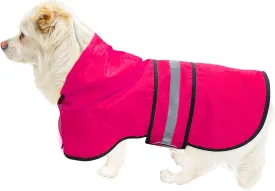 Dog Raincoat Waterproof Reflective Slicker - Lightweight Breathable Hooded Poncho Rain Coat Jacket with Adjustable Belly Strap and Leash Hole for Small Medium Large Dogs (Pink, Small)
