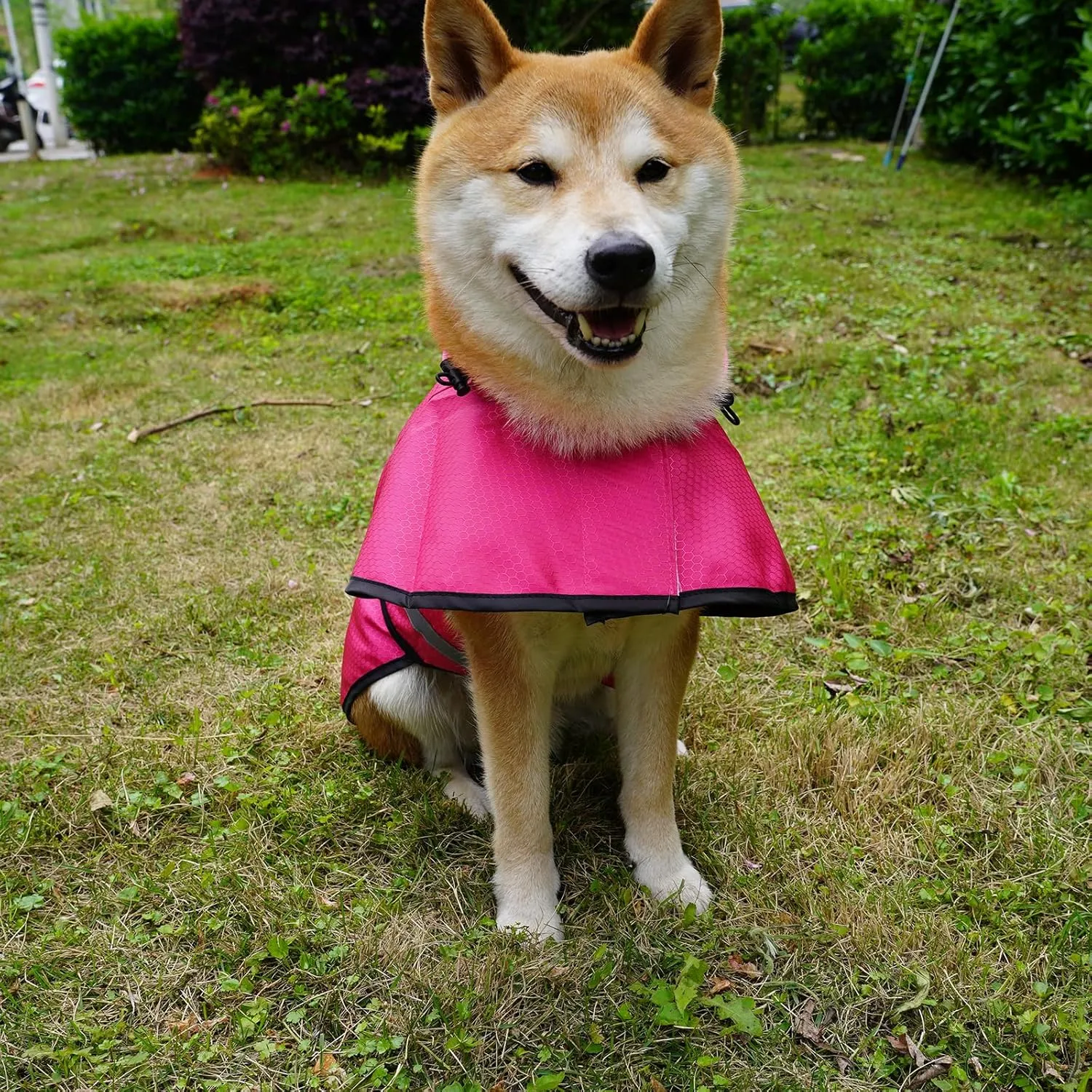 Dog Raincoat Waterproof Reflective Slicker - Lightweight Breathable Hooded Poncho Rain Coat Jacket with Adjustable Belly Strap and Leash Hole for Small Medium Large Dogs (Pink, Small)