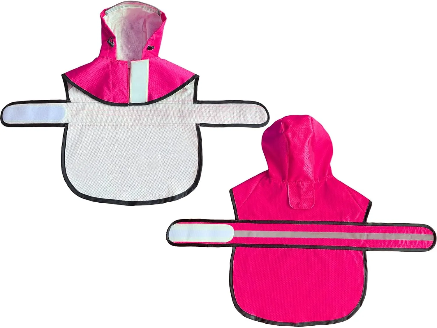 Dog Raincoat Waterproof Reflective Slicker - Lightweight Breathable Hooded Poncho Rain Coat Jacket with Adjustable Belly Strap and Leash Hole for Small Medium Large Dogs (Pink, Small)