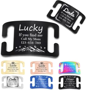Dog Tags Slide-On Pet ID Tags, Curved Personalized Dog and Cat, Silent, No Noise Stainless Steel, Custom Engraved in 3 Sizes 6 Patterns for Large and Small Pets (L - fits 1" Wide Collars)