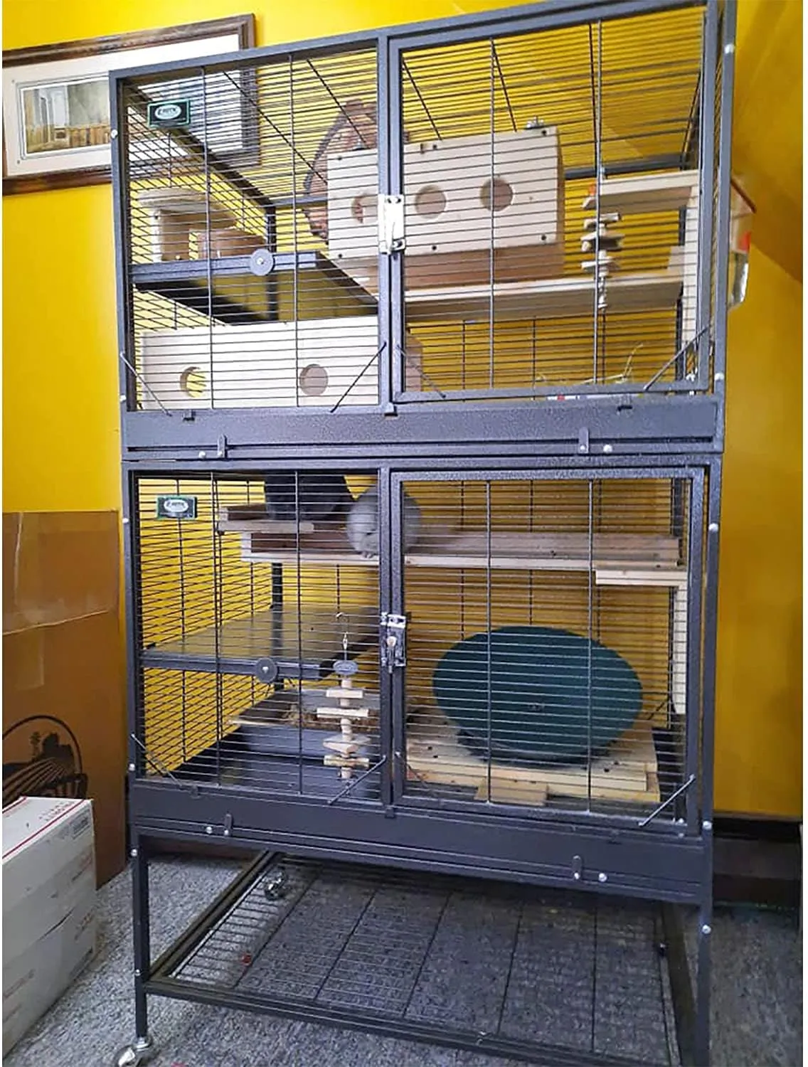 Durable All-Metal Mansion Cage for Chinchillas, Rats, Ferrets, Degus, Prairie Dogs (4-Level)