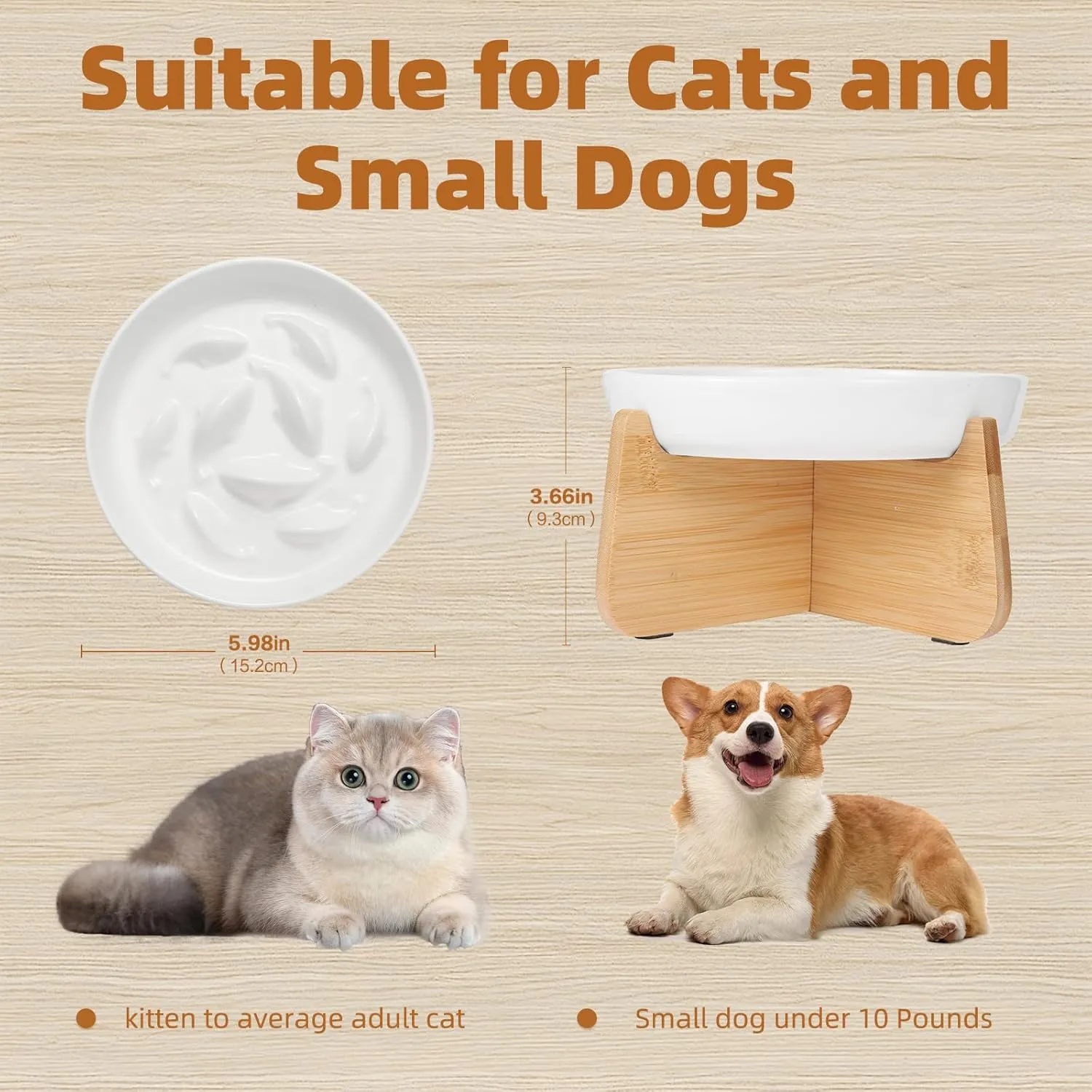 Elevated Ceramic Slow Feeder Cat Bowl with Fish Pool Design, High-Edged Anti-Vomiting Puzzle Feeder for Dry and Wet Food, Promoting Healthy Diet (White)