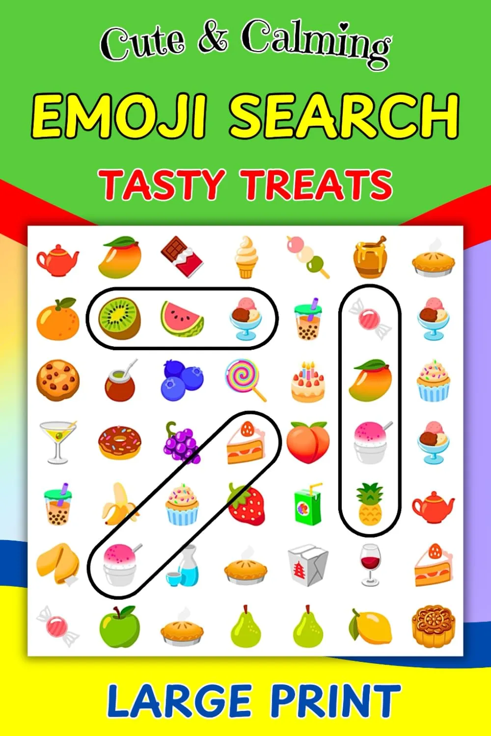 Emoji Word Search Puzzles: Tasty Treats (Emoji Word Search Puzzle Books) Paperback  August 10, 2024
