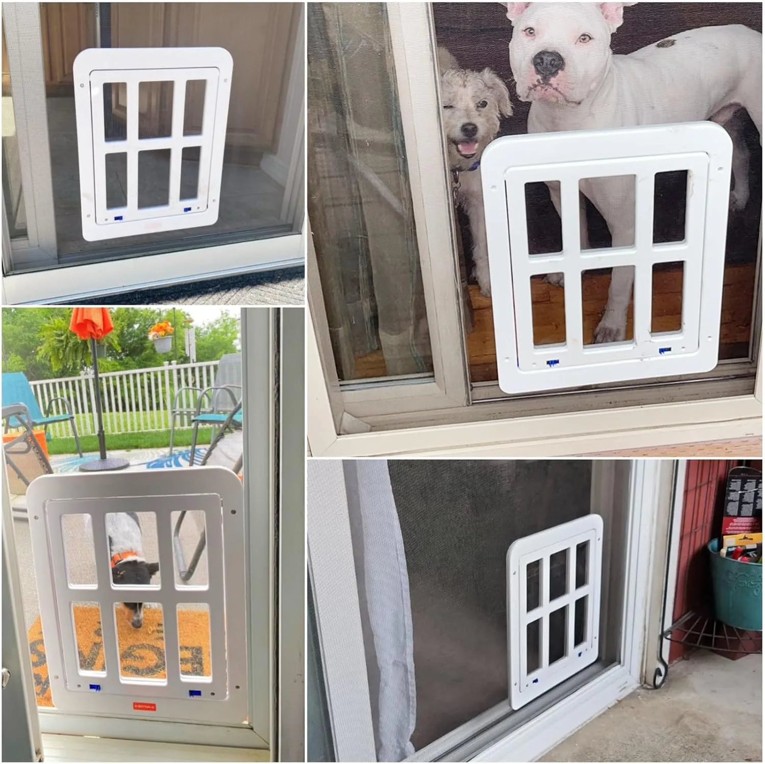 Enjoying Dog Door for Screen Porch, Passage Opening 11.2" x 14.4", Doggie Door for Sliding Screen Door, Magnetic Lockable Pet Gate Screen Window, White