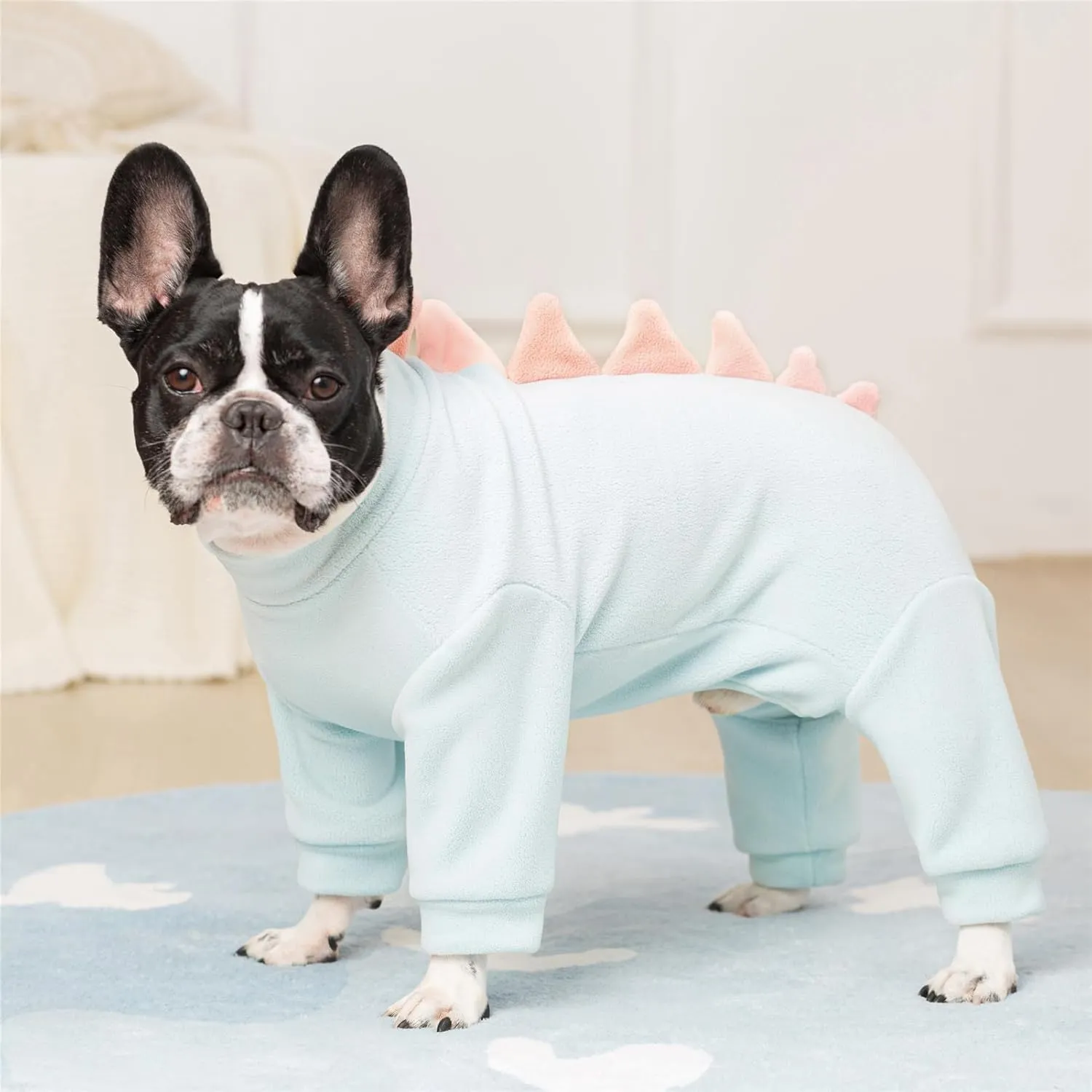 Fleece Dinosaur Dog Pajamas Adorable Puppy Hoodie Cosplay Animal Costume for Small Medium Dog French Bulldog Christmas and Winter Coat