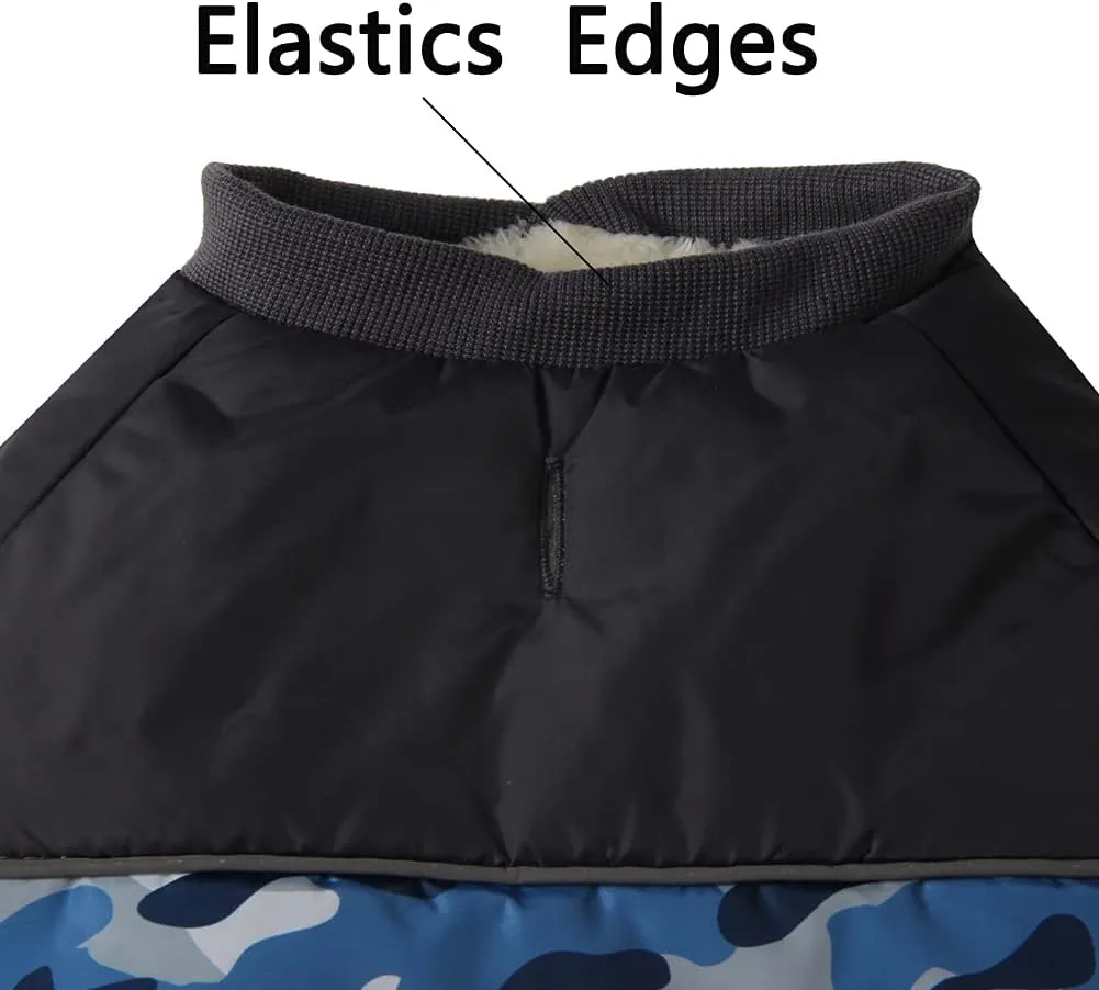 Fleece Lining Warm Dog Coats for Small Dogs Waterproof Puppy Jacket for Winter Blue Camo XS