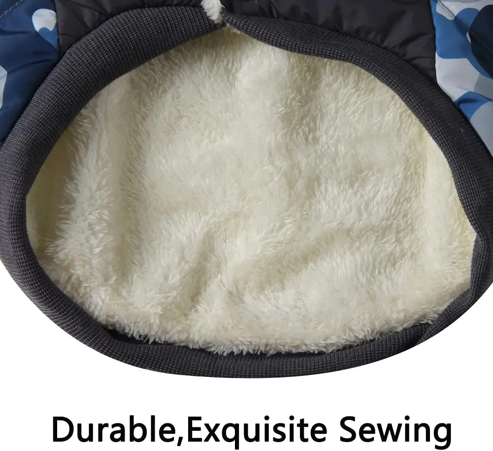 Fleece Lining Warm Dog Coats for Small Dogs Waterproof Puppy Jacket for Winter Blue Camo XS