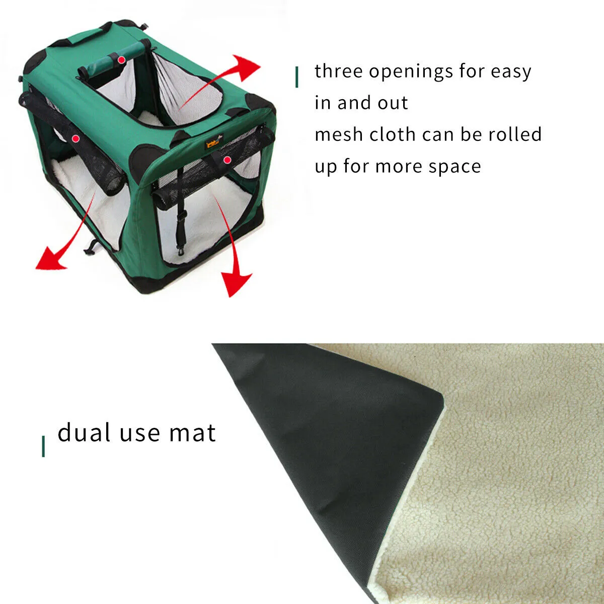 Foldable Pet Carrier Bag Soft Dog Crate Bed Cage Kennel Tent Indoor Outdoor Car