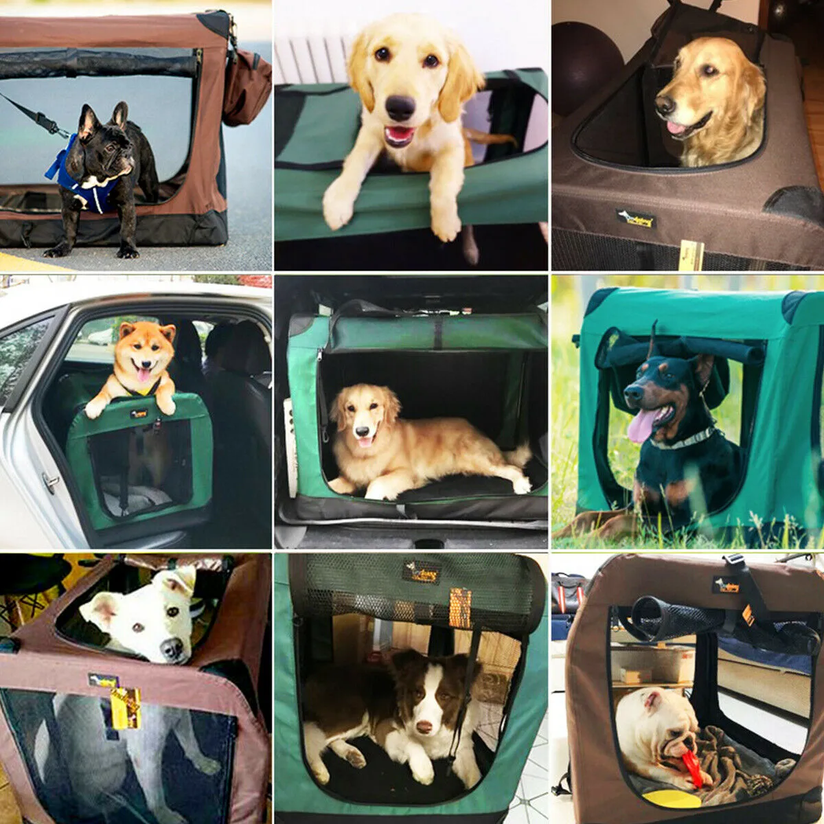 Foldable Pet Carrier Bag Soft Dog Crate Bed Cage Kennel Tent Indoor Outdoor Car