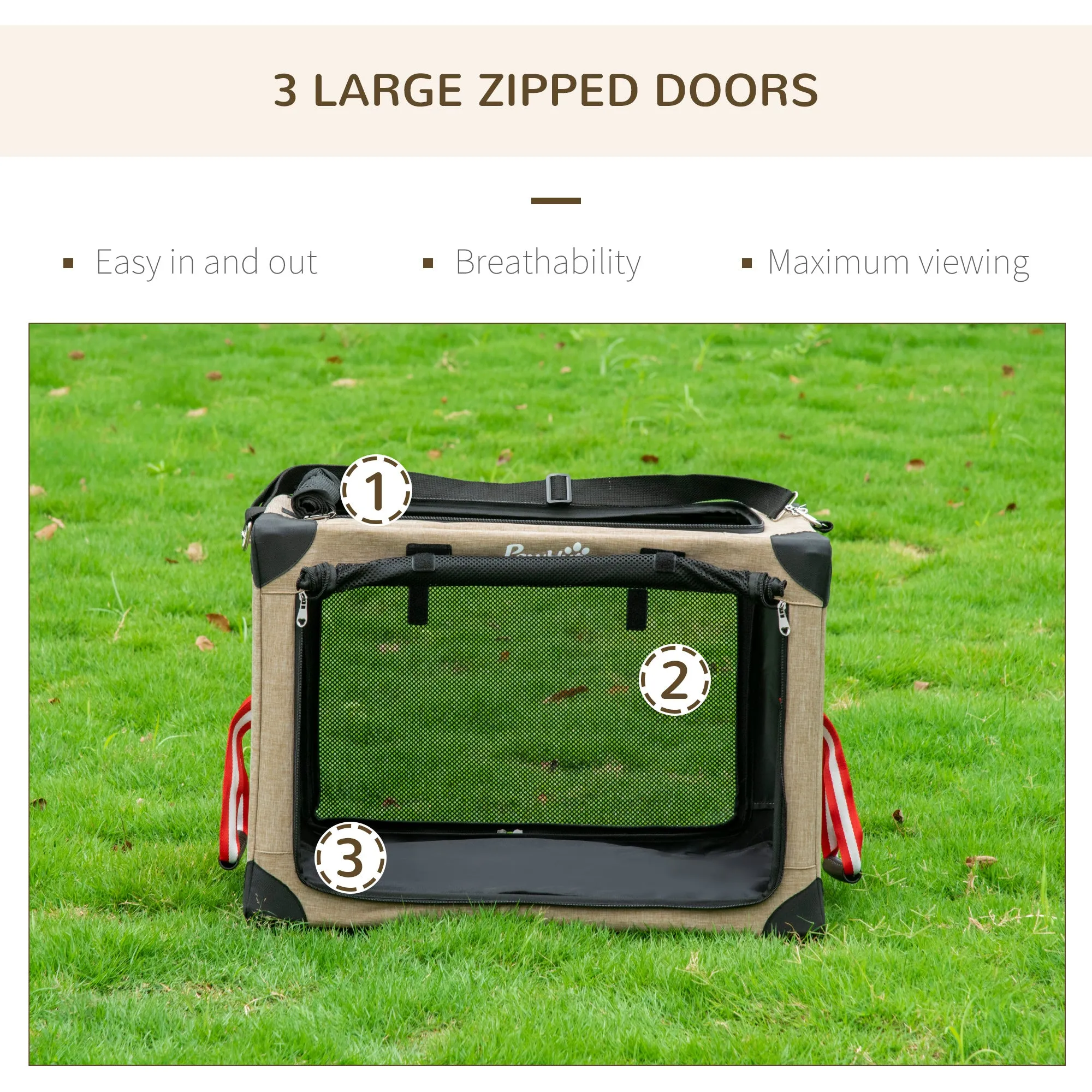Foldable Pet Carrier, with Cushion, for Small Dogs and Cats